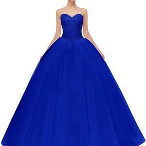 Elegant Blue Strapless Evening Gown like new 8